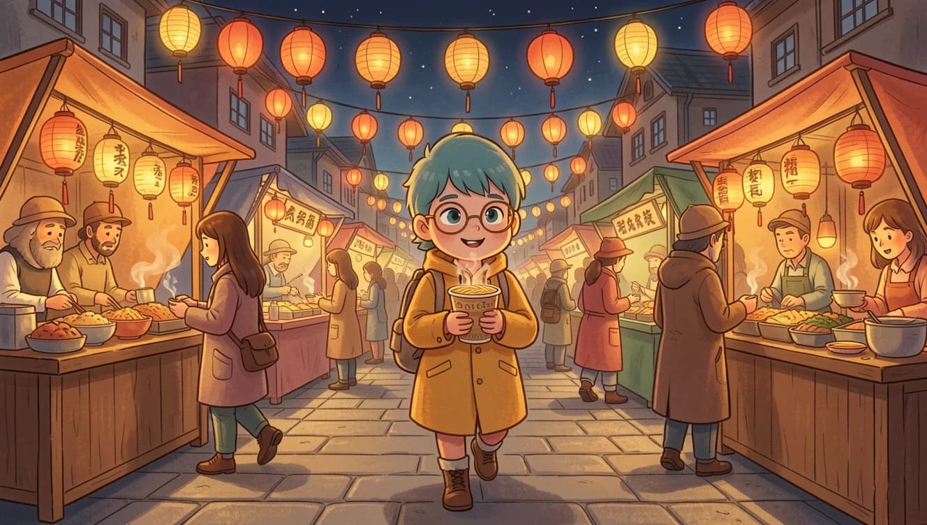夜市里的小探险家 · 修改后