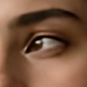 Close crop of the eye and eyebrow of the woman · AI · 4x