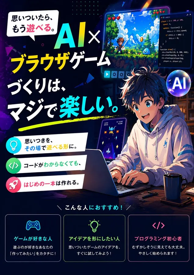 Japanese anime poster for an AI browser game course